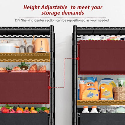 REIBII 72" H Storage Shelves 6 Tier Wire Shelving Unit Adjustable Metal Shelves for Storage Shelf Shelving Units and Storage Wire Shelf Storage Rack Shelf Metal Shelving, 72" H x 18" W x 12" D
