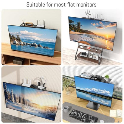 CABTE Adjustable Steel TV Top Shelf, Floating TV Stand, Universal Monitor Shelf for Soundbar, Game Console, Cable Box, Router Shelves (16.93x4.72inch Steel) - style: 16.93x4.72inch Steel