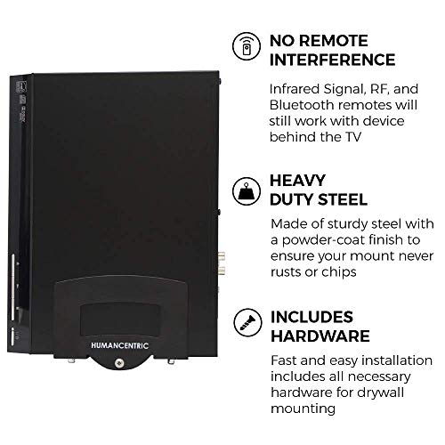 HumanCentric Cable Box and Modem Mount, Adjustable Wall Mount for Small and Narrow Devices, Cable Boxes, Modems, DVD Players, Streaming Media Devices, Mount on The Wall Behind TV, Hardware Included - size: Small and Narrow