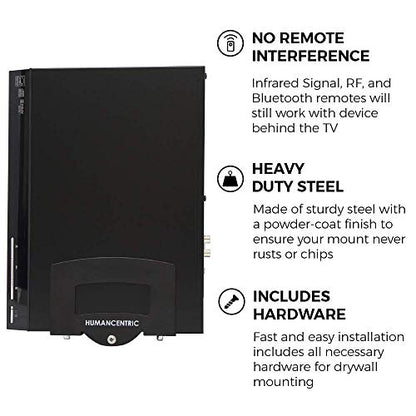 HumanCentric Cable Box and Modem Mount, Adjustable Wall Mount for Small and Narrow Devices, Cable Boxes, Modems, DVD Players, Streaming Media Devices, Mount on The Wall Behind TV, Hardware Included - size: Small and Narrow