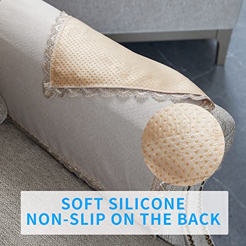 MINJIATEX Couch arm Covers, Non-Slip (2 pcs), Washable, for Living Room Recliner Chair, Protectors for Leather Sofa armrest slipcover, JYS-Beige - color: Jys-beige