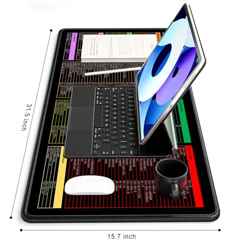 IDEA Cheat Sheet Desk Pad, Extended Large Gaming Mouse Pad, Big XXL Computer Keyboard Shortcuts Keys Mat for Desktop, Non-Slip Office PC Desk Mats for Keyboard and Laptop, 31.5 x 15.7in, Black