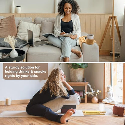 Couch Cup Holder Tray for Armrests Over 4.9" Wide, Bamboo Couch Arm Tray with 360° Rotating Phone Stand, 3 in 1 Foldable Sofa Arm Tray Table for Remote, Snacks, Phone, Drinks Natural - color: Natural Colors+bamboo
