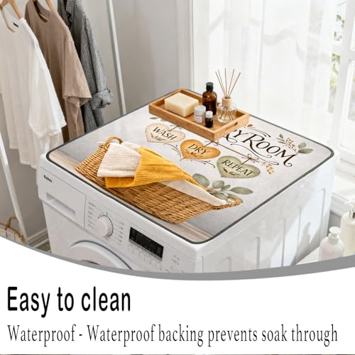 Nuxovilar Laundry Room Dryer Cover for the Top, Non-slip Washer & Dryer Protector, 23.62"x19.68" Dust-proof Washing Machine Mat, Diatom Mud Polyester Top Pad for Laundry Room - color: Yhd19152