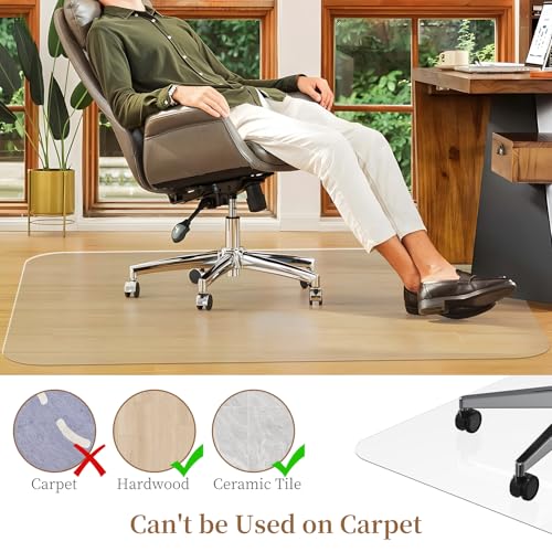 Office Chair Mat for Hardwood Floor, 36" X 48" 2 Pack Chair Mat for Hard Floors, PVC Clear Floor Protector Rug Mat for Home and Office, Can't be Used on Carpet