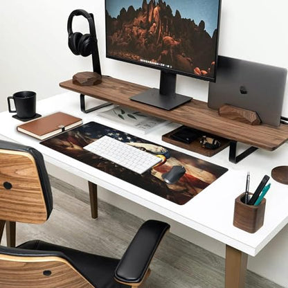 Desk Mat,American Bald Eagle Large Gaming Mouse Pad XL,USA Flag Eagle Desk Pad,Extended Big Computer Keyboard Mousepad with Non-Slip Base and Stitched Edge 31.5"x11.8" - color: American Bald Eagle, size: XL-31.5"x11.8"