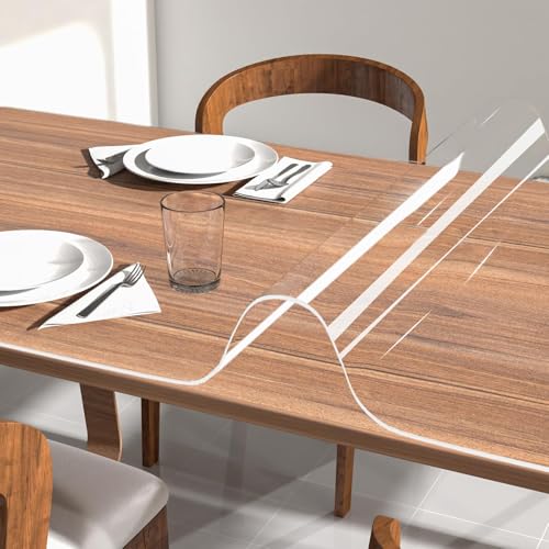 NATRKE Clear Table Protector 47.2"x23.6" Inch, 1.5mm Thick, Waterproof PVC Clear Table Cover Protector, Clear Plastic Tablecloth Protector, Dining Table Protectors Pads, Coffee Table - color: Clear, size: 47.2" X 23.6"