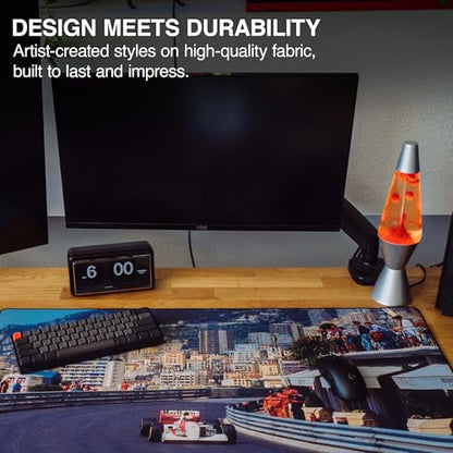MPCO. Original Large Gaming Desk Mat – 36" x 17" Duraglyde Racing Series Monaco GP, 93 Full Desk Mouse Pad for Smooth Precision – Non-Slip, Washable Extra-Large PC Mouse Pad for Gaming Sessions - color: DuraGlyde Monaco GP, 93