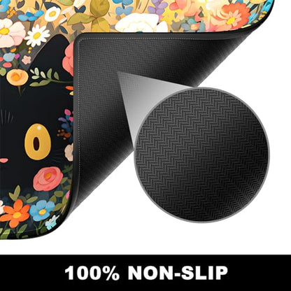 BOSOBO XXL Gaming Desk Mat, Extended Mouse & Keyboard Mat, Anime Cat Pink Flower Bush - 31.5 x 11.8 Inches - color: Anime Cat Flower Bush, size: XL - 31.5 x 11.8 Inches