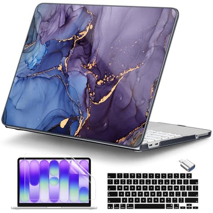 DONGKE Compatible with MacBook Neo 13 Inch Case 2026 A3404 A18 Pro chip & Touch ID, Plastic Hard Shell with Keyboard Cover, Screen Protector & Dust Plugs, Alcohol Ink Art - color: Alcohol Ink Art