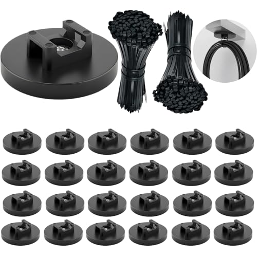225-Pc Magnetic Cable Ties Set,Magnetic Zip Tie Mounts & Cable Ties | Magnetic Wire Holder, 25 Magnetic Cable Holders & 200 Zip Ties, Magnet Cable Tie Mounts for Cables, Wires, Cords, Hoses-43 mm - size: 43mm
