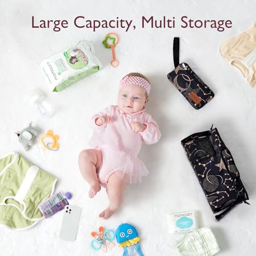 Momcozy Universal Baby Stroller Organizer, 2 Insulated Cup Holder, Detachable Zippered Pocket, Adjustable Shoulder Strap, Large capacity for baby essentials, Compact Design Fits Any Strollers - color: Starry
