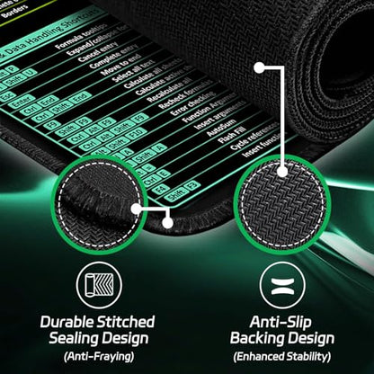 ProbTis Excel Cheat Sheet Desk Pad – XXL 35.4"x15.7" Shortcuts Mousepad for Keyboard | Non-Slip Base, Stitched Edges, Pro Office & Back to School Mat - color: Excel Pro-v2