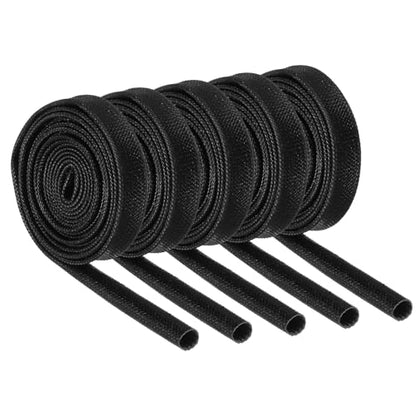 MECCANIXITY 5Pcs Wire Insulation Braid Fire Sleeve,3.28Ft-4mm ID Black, High Temp Silicone Coated Fiberglass Sleeving for Automotive Hose Lines Electrical Wiring - color: Black, size: 3.28Ft-4mm