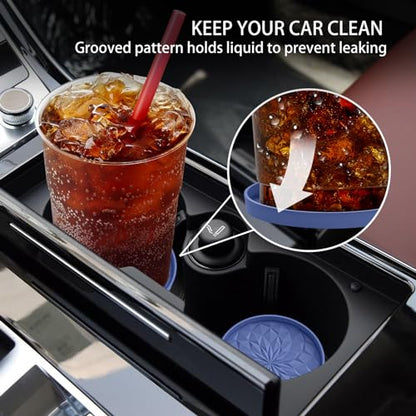 ME.FAN Car Coasters for Cup Holders [4 Pack] - 2.75In Silicone Auto Mug Mats - Universal Non-Slip Recessed Car Interior AccessoriesNavy Blue - color: 4pack-navy Blue