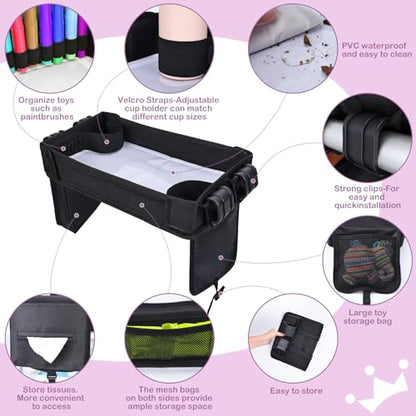 Babenest Stroller Snack Tray for Wonderfold Wagon W2, Foldable Thickened Snack Tray with Cup Holder, Storage Mesh Bag & Pen Slot, Easy to Clean Snack Board for Drawing - size: W2