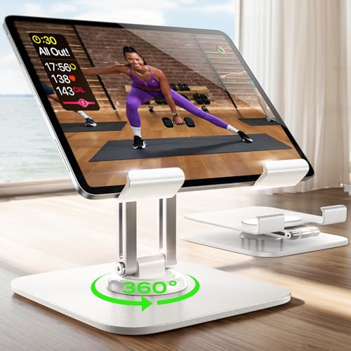 LISEN for iPad Stand Holder Adjustable Tablet Stand for Desk, 2026 for iPad Accessories Rotating Display Stand PC Office Accessories (Black) - color: White