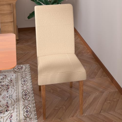 Dining Room Chair Covers,Soft Removable Washable,Dining Room Chair Covers Set of 6,Printed,Floral Pattern,Pet Friendly Furniture Protector Seat Cover,Universal Fit for Hotel - color: O-beige, size: 6PCS