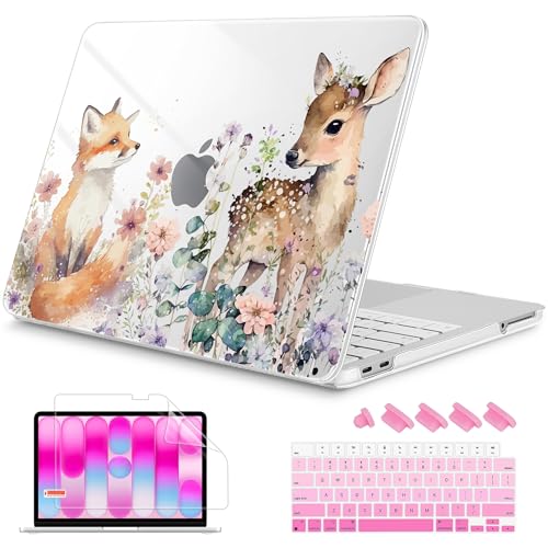 Mektron Case for 2026 MacBook Neo 13-inch A18 Pro chip A3404 Laptop Cover with 13-inch (Diagonal) Liquid Retina Display+ Keyboard Cover+ Screen Protector, Fox and Deer - color: Fox and Deer