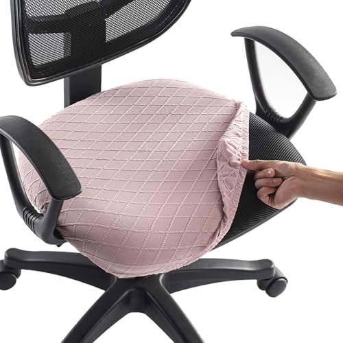 Stretch Jacquard Office Chair Cover, Removable Washable Desk Chair Cover, Anti-dust Seat Cushion Protectors - Pink Red - color: Pink, size: Chair Seat Cover