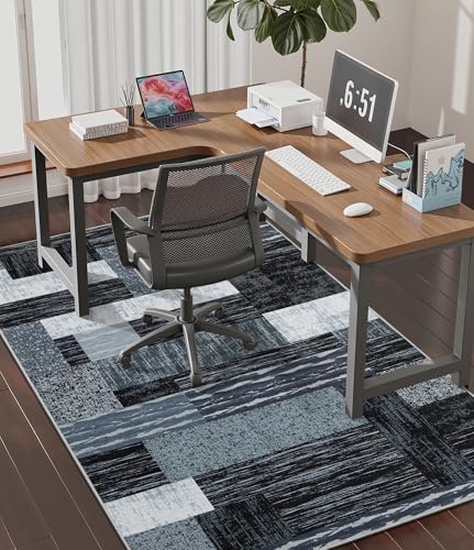 chakme Office Chair Mat for Hardwood Floor, 60"x45" Easy Glide Computer Desk Mat Protector for Rolling Chair Under Desk Rug Nonslip Backing, Machine Wash, (Jigsaw) - color: Gray Jigsaw, size: 45"x60"