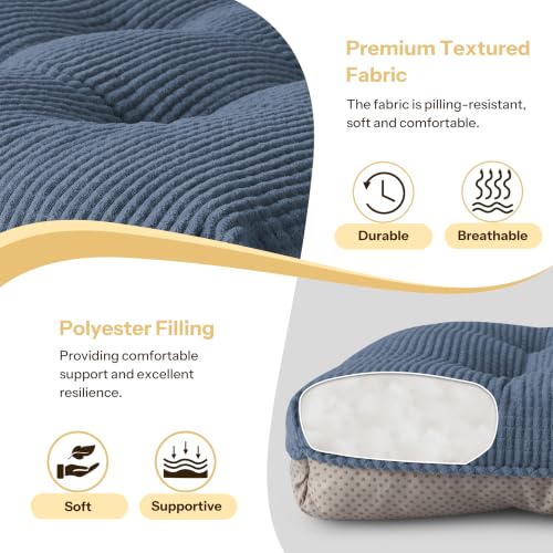 Indoor Kitchen Chair Cushions Set of 4 18"X16.5"X3" Soft Anti Slip Dining Chair Pads Tufted Kitchen Seat Cushion with Ties, Light Blue - color: Light Blue