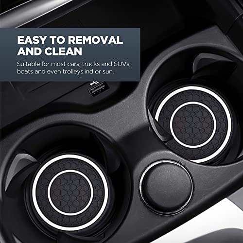 2 PCS Car Cup Holder Coaster,Car Coasters Cup Mats,2.75 Inch Universal Car Cup Coasters,Non-Slip Anti Dust Mats Cup Holder Insert Coaster, Suitable for Most Car Interior(White) - color: White