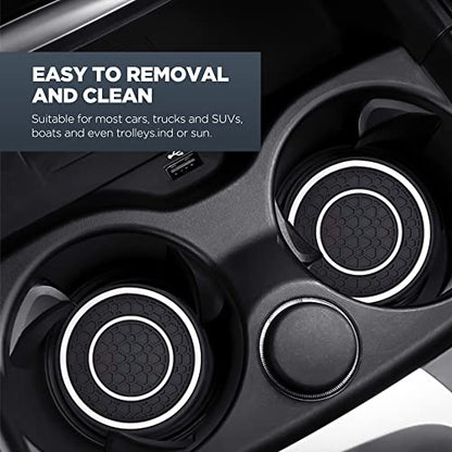 2 PCS Car Cup Holder Coaster,Car Coasters Cup Mats,2.75 Inch Universal Car Cup Coasters,Non-Slip Anti Dust Mats Cup Holder Insert Coaster, Suitable for Most Car Interior(White) - color: White