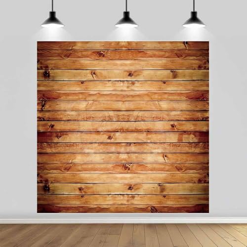 6x6FT Polyester Wood Wall Photography Backdrop Rustic Natural Wooden Board Photo Background Banner Birthday Party Wedding Baby Shower Cake Table Decor Studio Booth Prop Supplies - size: 6x6FT