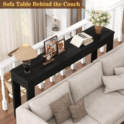 Armocity Console Table, 47" Farmhouse Wood Entryway Table, Sofa Tables Narrow Long Behind Couch, Entry Table for Entrance, Hallway, Living Room, Embossed Black - color: Embossed Black, size: 47"