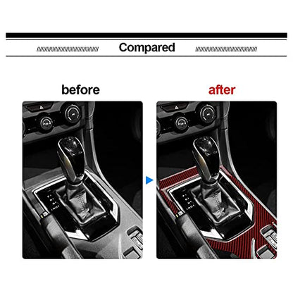 AIRSPEED Carbon Fiber Car Gear Shift Panel Cover Center Console External Frame Sticker Interior Trim for Subaru Impreza 2017-2019 Crosstrek 2018-2021 Accessories (Black with Red) - color: External Frame Cover-Black with Red