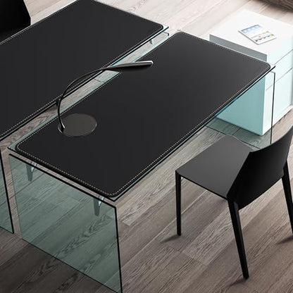 Mydours Large Desk Mat 51.2" x 23.6", PU Leather Surface for Smooth Mouse Control, Office Desk Blotter with Scratch-Resistant Design, Extended Gaming Surface Spacious Laptop Coverage (Black) - color: Black, size: 51.2" x 23.6"