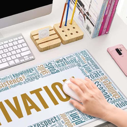 Motivation Gaming Mouse Pad XL Extended Large Desk Mat Big Mousepad Non-Slip Rubber Base Stitched Edge Long Desk Pad for Desktop PC Computer Gamer,31.5×11.8 Inch - color: Motivation