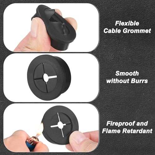 M METERXITY 6-Pack Rubber Grommets for Wiring 28mm Desk Grommet Double-Sided Flexible Cable Cord Grommet Desk Hole Cover for Cables/Wires Through Protection Cable Grommet [Black] - size: 28mm