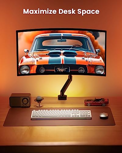 ErGear Single Monitor Arm for 13-36 inch Screens, Adjustable Gas Spring Monitor Mount Holds up to 22 lbs, Computer Monitor Stand with VESA Mount, C-Clamp & Grommet Base, Max VESA 100x100mm - size: 13"-36", style: Single Arm