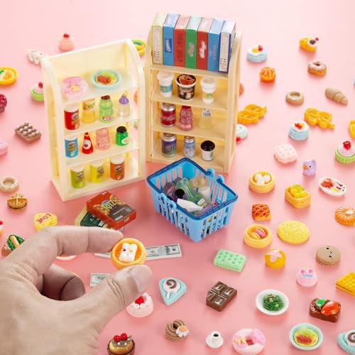 164pcs Miniature Supermarket Shelves Furniture Model 4 Layers Shelf Display Rack Doll House Accessory Storage Bookshelf Accessories Mini Locker Decor Food Drink Bottle Toy Cosplay Game Party - style: 164 Miniature Supermarket Shelves