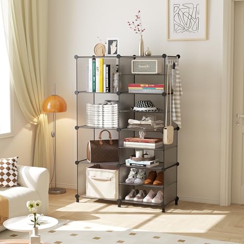 AWTATOS Closet Organizer 8 Cube Storage Shelves Clothes Organizers Stackable Cubby Shelving for Closet Bedroom Living Room Grey - color: Grey
