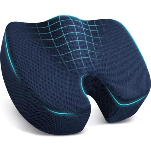 TushGuard Seat Cushion - for Office Chair, Car Seat, Airplane, Bleacher - Sciatica & Coccyx Pain Relief Desk Chair Cushion for Long Sitting Office Workers, Car Drivers(Blue,X-Large) - color: Blue, size: X-Large