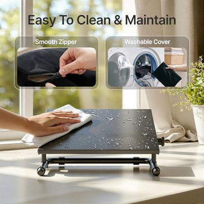 PEGZONE Ergonomic Foot Rest Under Desk, Adjustable Footrest with Removable Memory Foam and Non-Slip Steel Base, Washable Cover, Desk Foot Stool for Home Office and Study, Black