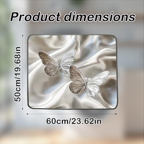 Nuxovilar Silver Butterfly Dryer Cover for the Top, Non-slip Washer & Dryer Protector, 23.62"x19.68" Dust-proof Washing Machine Mat, Diatom Mud Polyester Top Pad for Laundry Room - color: Yel98735