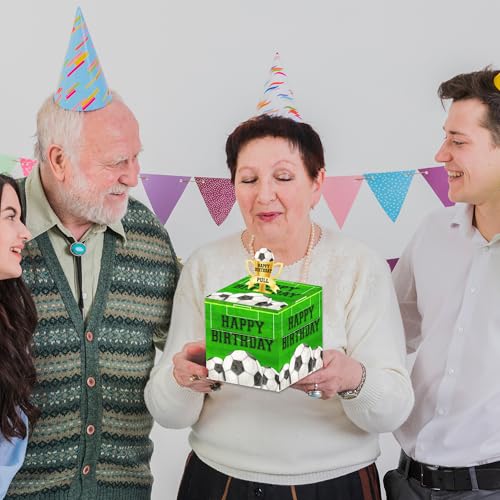 Soccer Ball Birthday Money Box for Cash Pull, Happy Birthday Boxes Gifts for Money Pull Out Card, 50Pcs Transparent Bags - color: Green