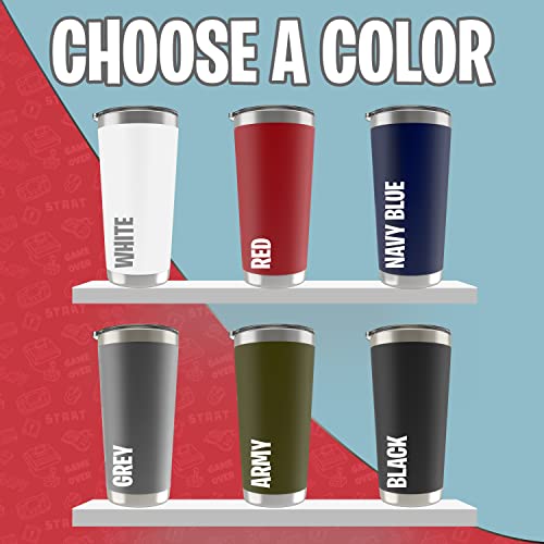 Personalized Gamer Dad Tumbler - Custom Retro Gamer Travel Mug with Kids Names - Stainless Steel Cup, Gifts for Fathers Day for Dad (20oz & 30oz, 6 Colors) - color: Gamer Dad Tumbler