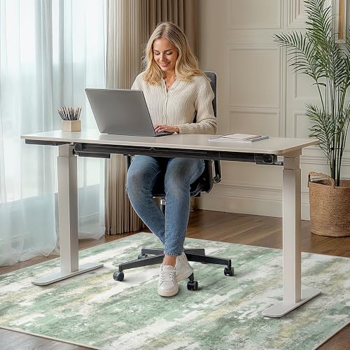 Office Chair Mat for Hardwood Tile Floor, Abstract 36"X 48" Desk Mats for Office Chair on Rolling Chairs Carpet, Desk Anti-Slip 1/5" Thick Rug for Computer Chair, Thin Low-Pile Floor Mat, Green - color: Green, size: 36"x48"