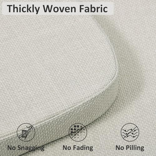 Shinnwa Kitchen Chair Cushions Set of 4, High-Resilience Foam Windsor Seat Pads, Dining Chair Cushions with Ties & Textured Cover, 4 Pack, 16.5 x 15.5 x 2, Off White - color: Off White, size: 4 Count (Pack of 1)