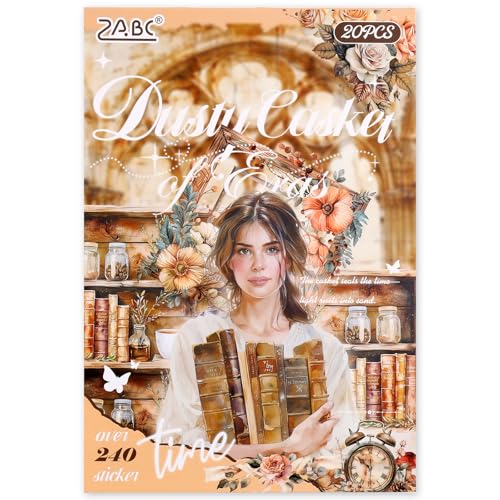 Scrapbooking Stickers 20 Sheets Pre-Cut 200 washi Stickers PET People Sticker Books for journaling Scrapbook Supplies Flower Transparent Journal Sticker - color: Beige