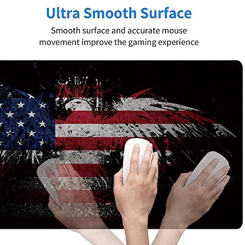 31.5x11.8 Inch Non-Slip Long Extended Large Gaming Mouse Pad with Stitched Edges XL Laptops Keyboard Mouse Mat(USA Eagle) - color: USA Eagle