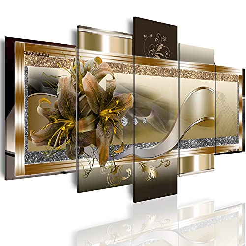 LUDUHU Orchid Flowers Canvas Print - Abstract Floral Wall Art - Yellow Poster for Bedroom (80x40inch Oversize) - color: D, size: Oversize 80x40inch