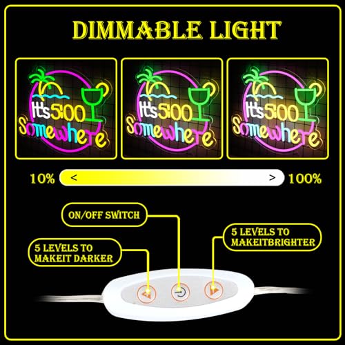 21.6"x16.2" Large Size It'5:00 Somewhere Neon Signs,Art Wall Lights for Bar Club Bedroom Windows Glass Hotel Pub Cafe Wedding Birthday Party Gifts - style: it'5:00 somewhere