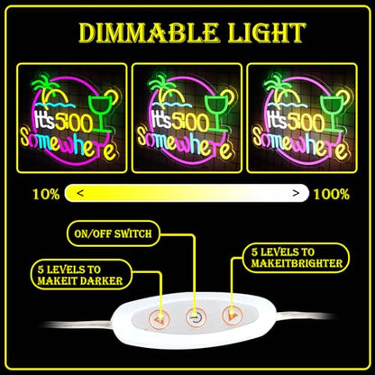 21.6"x16.2" Large Size It'5:00 Somewhere Neon Signs,Art Wall Lights for Bar Club Bedroom Windows Glass Hotel Pub Cafe Wedding Birthday Party Gifts - style: it'5:00 somewhere