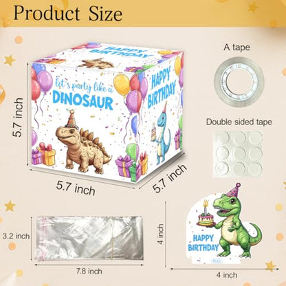 Dinosaur Birthday Money Gift Boxes for Cash, Dino Birthday Money Pull Box for Boys Girls - color: Colourful